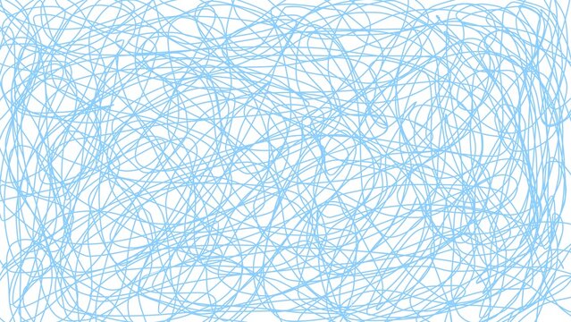 Light blue looping scribbles creating a soft, chaotic web across a white background.