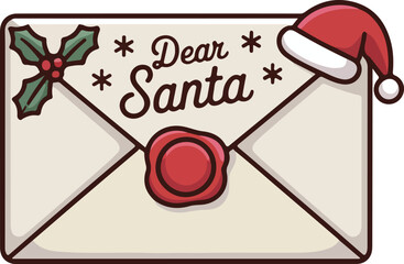 Dear Santa letter vector illustration for Christmas holiday season wishes and winter greeting cards