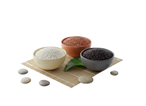 Minimalist Rice Selection Trio with Zen Food Styling