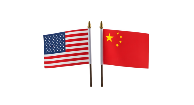 United States and China Flags Symbolizing International Relations.