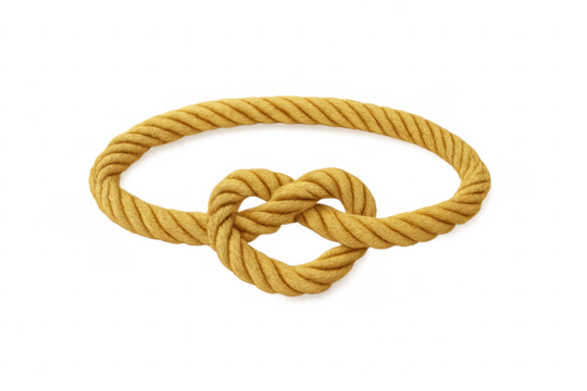 Rope tied in heart knot symbolizing love and connection
