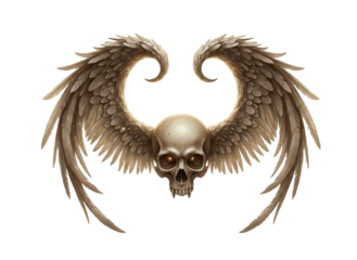 Winged Skull in Fantasy Gothic Composition
