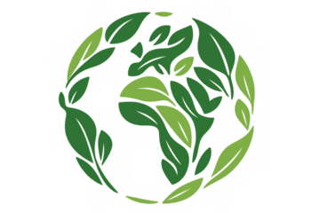 Earth globe made from green leaves representing nature, environment, ecology, and global sustainability concept
