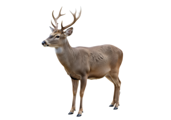 Majestic buck with impressive antlers stands tall, a symbol of wilderness and resilience, perfect for nature documentaries or wildlife conservation campaigns