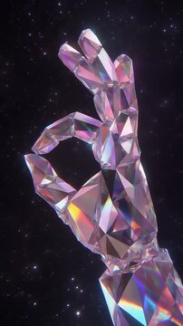 diamond hand gesture ok with starry background