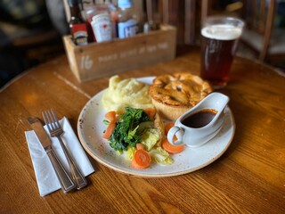 chicken pot pie and beer 