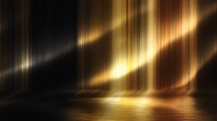 Celestial Golden Aurora Curtains Dancing Over a Dark, Rippling Water Reflection.