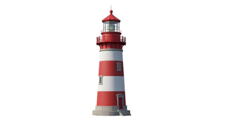 Striking Red and White Striped Lighthouse Against a Clear Sky.