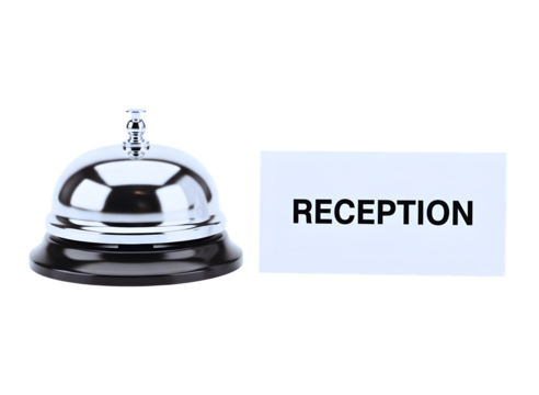A silver reception bell isolated on transparent background - Powered by Adobe