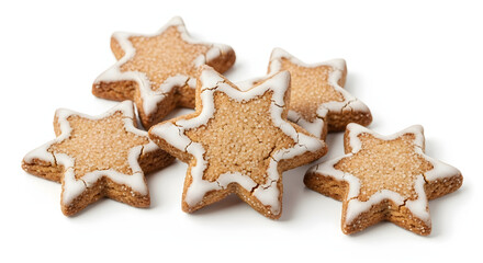 Christmas star cookies with white icing and sugar