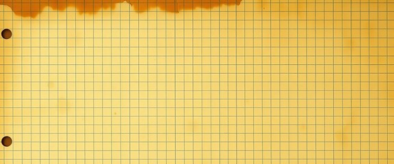 Close-up of aged, stained graph paper; faint grid lines, yellowed and creased,  backdrop,  macro