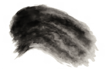 Black watercolor paint stroke or ink smudge, creating abstract grunge texture with a transparent background