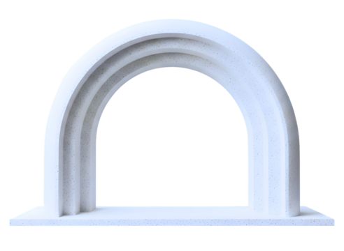 Minimalist concrete archway with textured surface isolated on transparent background