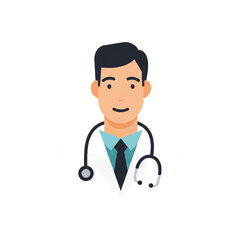 Fototapeta premium Illustration of a friendly doctor wearing a stethoscope, ready to assist patients.