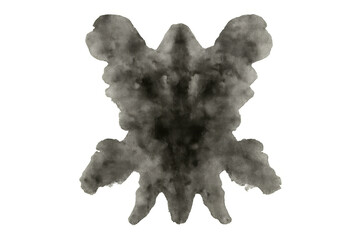 Obraz premium Gray inkblot creating a symmetrical, abstract shape against a transparent background, representing a psychological assessment