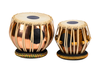 Pair of indian tabla drums isolated on transparent background