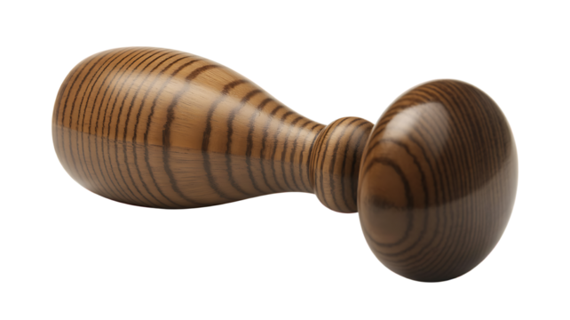 PNG of Elegant wooden massage roller showcasing intricate grain patterns, perfect for relaxation and self-care.
