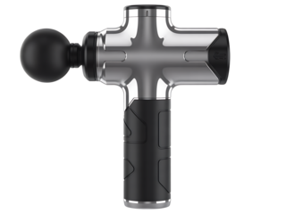 Handheld electronic muscle massager for deep tissue therapy on a transparent background
