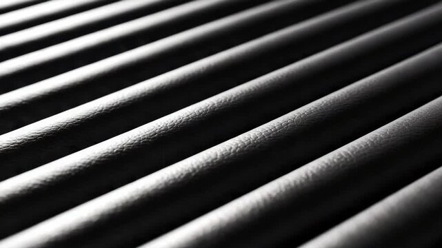 Dramatic black and white abstract background of a textured industrial surface. Rhythmic pattern of diagonal lines and shadows creating a minimalist and modern aesthetic
