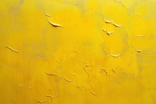 close-up of thick yellow paint on canvas with impasto brush and palette knife strokes, warm vibrant abstract surface conveying energetic cheerful mood