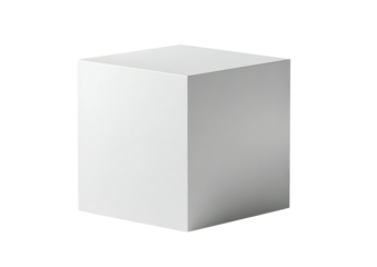 Isolated white cube; geometric shape on black background