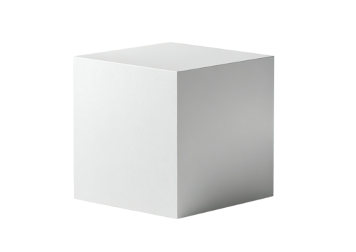 Isolated white cube; geometric shape on black background