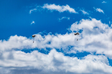 Military airborne troop in the sky