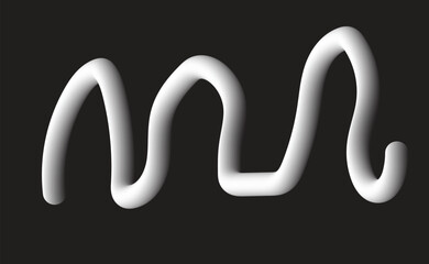 A white abstract squiggle line on a black background in a simple and modern style art design
