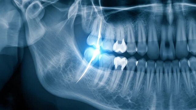Animated Dental X-ray Showing Tooth Pain or Problem in Upper Jaw