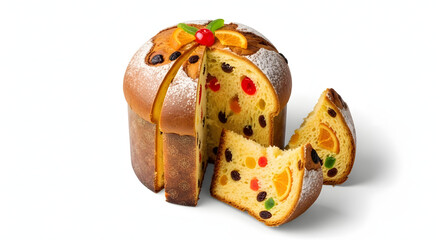 Panettone with candied fruit and orange slices