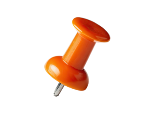 Orange pushpin; metallic needle, round plastic head