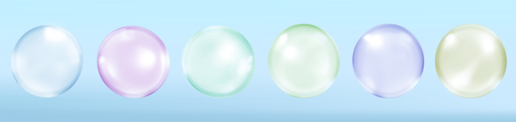 Collagen serum or essence drops. Collagen serum bubbles. Cosmetic essence. Concept skincare cosmetics solution. Vector illustration