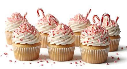 Christmas cupcakes with peppermint candy cane decorations