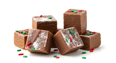 Christmas fudge squares with holiday sprinkles