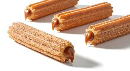 Churros filled with caramel and sprinkled with sugar