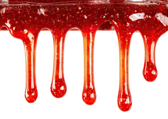Dripping, red, semi-transparent viscous liquid texture