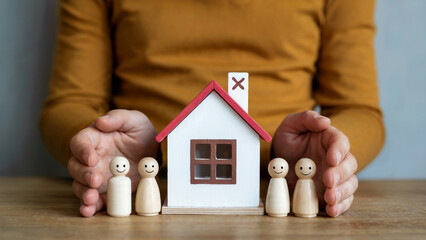 Protecting your home and family with care, a symbol of security and love for a brighter future, representing insurance, real estate, and family values