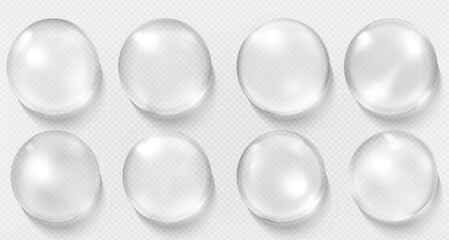 Hyaluronic acid bubbles. Collagen clear drops. Cosmetic serum. Skincare product. Vector illustration