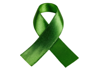 Satin green ribbon awareness loop on a black background