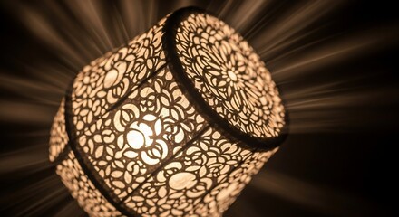 Intricate Laser Cut Wooden Lamp Shade Design.