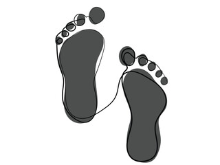 Footprints in a continuous line pattern