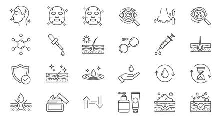Naklejka premium skincare and dermatology, covering beauty routines, anti-aging, hydration, and skin health. Essential graphics for cosmetic products, treatments, and wellness concepts