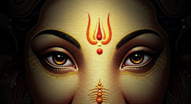 Intricate portrayal of hindu deity ganesha eyes conveying spirituality and inner peace