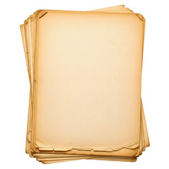 Stack of aged blank paper sheets isolated for vintage background and historical documents isolated PNG with Transparent Background