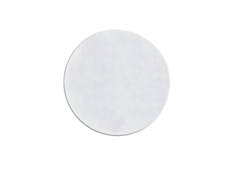 Isolated white circle with slight shadow on black ground