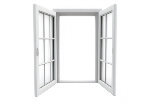 A modern. open window with white frames. a bright. empty space beyond. suggesting a fresh perspective and inviting natural light. ideal for architectural or interior design use