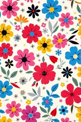 Obraz premium Vibrant and cheerful floral pattern with a retro feel