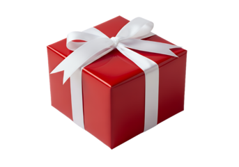 Unwrap joy with this vibrant red gift box tied with a pristine white ribbon, perfect for birthdays, holidays, and special celebrations of love and gratitude