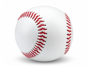 Baseball White sphere with red stitched seams, soft shadow