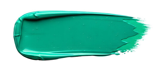 Vibrant teal acrylic paint smear stroke swatch for artistic cosmetic design isolated PNG with Transparent Background